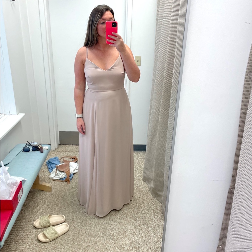 Elegant Beige Spaghetti Strap Dress